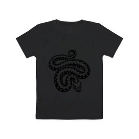 Детская футболка хлопок с принтом Силуэт змеи в Тюмени, 100% хлопок | круглый вырез горловины, полуприлегающий силуэт, длина до линии бедер | Тематика изображения на принте: животные | змеиная кожа | змея | прикольные картинки | силуэт змеи