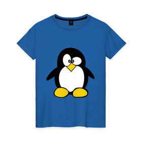 Женская футболка хлопок с принтом Пингвин в Тюмени, 100% хлопок | прямой крой, круглый вырез горловины, длина до линии бедер, слегка спущенное плечо | пингвин