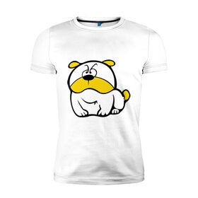 Мужская футболка премиум с принтом Собачка в Тюмени, 92% хлопок, 8% лайкра | приталенный силуэт, круглый вырез ворота, длина до линии бедра, короткий рукав | бульдог | животные | песик | собака | собачка
