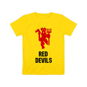 Детская футболка хлопок с принтом red devils (manchester united) в Тюмени, 100% хлопок | круглый вырез горловины, полуприлегающий силуэт, длина до линии бедер | manchester | manchester united | red devils (manchester united) | манчестер | манчестер юнайтед | спорт | футбол