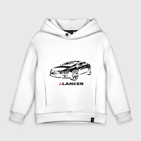 Детское худи Oversize хлопок с принтом Mitsubishi lancer в Тюмени, френч-терри — 70% хлопок, 30% полиэстер. Мягкий теплый начес внутри —100% хлопок | боковые карманы, эластичные манжеты и нижняя кромка, капюшон на магнитной кнопке | misubishi | mitsubishi lancer | автомобильные | машина | тачка