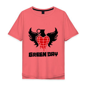 Мужская футболка хлопок Oversize с принтом Green Day Wings в Тюмени, 100% хлопок | свободный крой, круглый ворот, “спинка” длиннее передней части | green day | green day wings | green day граната | heavy metal | metal | rock | trash metal | альтернатива | граната | грин дэй | квартет | метал | рок | рок группа | рок группы | трэш метал | хеви метал