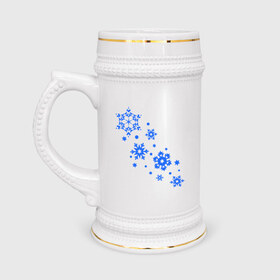 Кружка пивная с принтом Снежинки (snowflakes) в Тюмени,  керамика (Материал выдерживает высокую температуру, стоит избегать резкого перепада температур) |  объем 630 мл | Тематика изображения на принте: 
