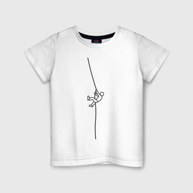 Детская футболка хлопок с принтом Скалолаз в Тюмени, 100% хлопок | круглый вырез горловины, полуприлегающий силуэт, длина до линии бедер | в верх | канат | разное спортивное | скала | скалолаз | спорт