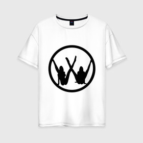 Женская футболка хлопок Oversize с принтом Две девушки значок в Тюмени, 100% хлопок | свободный крой, круглый ворот, спущенный рукав, длина до линии бедер
 | девушки | логотип | фольксваген
