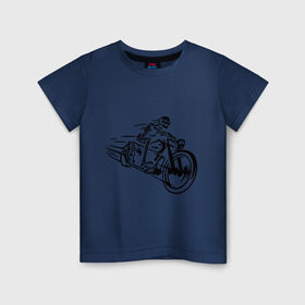 Детская футболка хлопок с принтом Скелет на мотоцикле в Тюмени, 100% хлопок | круглый вырез горловины, полуприлегающий силуэт, длина до линии бедер | скелет