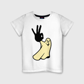 Детская футболка хлопок с принтом Очередная шалость на подходе в Тюмени, 100% хлопок | круглый вырез горловины, полуприлегающий силуэт, длина до линии бедер | веселое приведение | очередная шалость на подходе | привидения | прикольные картинки