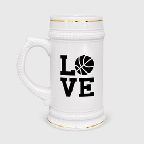Кружка пивная с принтом Влюблен в баскетбол в Тюмени,  керамика (Материал выдерживает высокую температуру, стоит избегать резкого перепада температур) |  объем 630 мл | влюблен в баскетбол | мяч