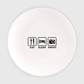 Тарелка с принтом Eat Sleep Shoot (Ешь, Спи, Фотографируй) в Тюмени, фарфор | диаметр - 210 мм
диаметр для нанесения принта - 120 мм | eat sleep shoot | вилка | ешь | кровать | снимок | сон | спи | фотоаппарат | фотографируй