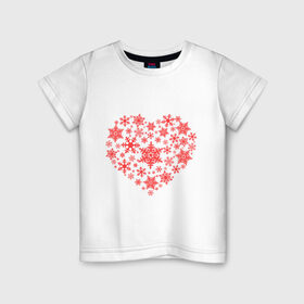 Детская футболка хлопок с принтом Снежное сердце в Тюмени, 100% хлопок | круглый вырез горловины, полуприлегающий силуэт, длина до линии бедер | новый год | новый год 2014 | подарки | праздник | сердечко | снег | снежное сердце | холодное сердце