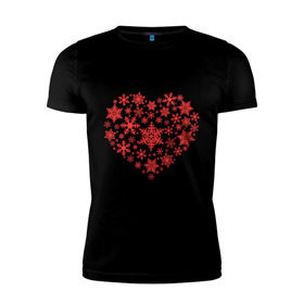 Мужская футболка премиум с принтом Снежное сердце в Тюмени, 92% хлопок, 8% лайкра | приталенный силуэт, круглый вырез ворота, длина до линии бедра, короткий рукав | новый год | новый год 2014 | подарки | праздник | сердечко | снег | снежное сердце | холодное сердце