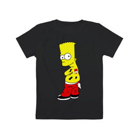 Детская футболка хлопок с принтом Барт в татуировках в Тюмени, 100% хлопок | круглый вырез горловины, полуприлегающий силуэт, длина до линии бедер | барт в татуировках | кино | мультфильмы и тв | симпсоны | тату