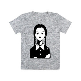 Детская футболка хлопок с принтом Wednesday Addams в Тюмени, 100% хлопок | круглый вырез горловины, полуприлегающий силуэт, длина до линии бедер | wednesday addams | кино | мультфильмы и тв | семейка | семейка адамс