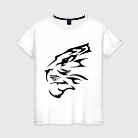 Женская футболка хлопок с принтом Тигр узор в Тюмени, 100% хлопок | прямой крой, круглый вырез горловины, длина до линии бедер, слегка спущенное плечо | животные | прикольные картинки | тату | тигр | тигр узор | узор