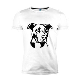 Мужская футболка премиум с принтом Питбуль (Pitbull) в Тюмени, 92% хлопок, 8% лайкра | приталенный силуэт, круглый вырез ворота, длина до линии бедра, короткий рукав | друг человека | животные | пес | питбуль (pitbull) | прикольные картинки | силуэт пса | собака