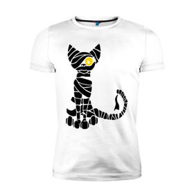 Мужская футболка премиум с принтом Кот мумия в Тюмени, 92% хлопок, 8% лайкра | приталенный силуэт, круглый вырез ворота, длина до линии бедра, короткий рукав | богиня | египет | египетские кошки | кот мумия | кошечка | кошка | мумия