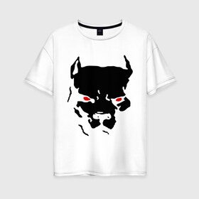 Женская футболка хлопок Oversize с принтом Стаффордширский терьер в Тюмени, 100% хлопок | свободный крой, круглый ворот, спущенный рукав, длина до линии бедер
 | media | глаза | животные | красные глаза | пес | прикольные картинки | собака | старфорширдский терьер