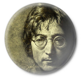 Значок с принтом Джон Леннон в Тюмени,  металл | круглая форма, металлическая застежка в виде булавки | 