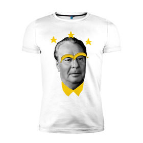 Мужская футболка премиум с принтом Брежнев в Тюмени, 92% хлопок, 8% лайкра | приталенный силуэт, круглый вырез ворота, длина до линии бедра, короткий рукав | банан