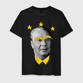 Мужская футболка хлопок с принтом Брежнев в Тюмени, 100% хлопок | прямой крой, круглый вырез горловины, длина до линии бедер, слегка спущенное плечо. | банан