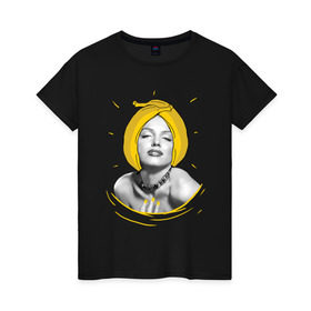 Женская футболка хлопок с принтом Монро в Тюмени, 100% хлопок | прямой крой, круглый вырез горловины, длина до линии бедер, слегка спущенное плечо | банан