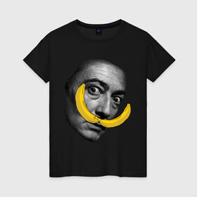 Женская футболка хлопок с принтом Дали в Тюмени, 100% хлопок | прямой крой, круглый вырез горловины, длина до линии бедер, слегка спущенное плечо | банан