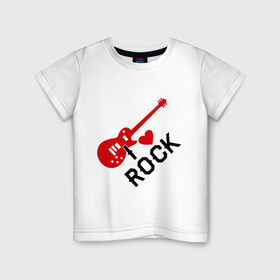 Детская футболка хлопок с принтом Я люблю рок в Тюмени, 100% хлопок | круглый вырез горловины, полуприлегающий силуэт, длина до линии бедер | Тематика изображения на принте: rock | рок