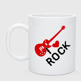 Кружка с принтом Я люблю рок в Тюмени, керамика | объем — 330 мл, диаметр — 80 мм. Принт наносится на бока кружки, можно сделать два разных изображения | Тематика изображения на принте: rock | рок