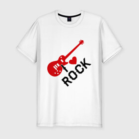 Мужская футболка премиум с принтом Я люблю рок в Тюмени, 92% хлопок, 8% лайкра | приталенный силуэт, круглый вырез ворота, длина до линии бедра, короткий рукав | Тематика изображения на принте: rock | рок