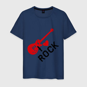 Мужская футболка хлопок с принтом Я люблю рок в Тюмени, 100% хлопок | прямой крой, круглый вырез горловины, длина до линии бедер, слегка спущенное плечо. | rock | рок