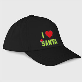 Бейсболка с принтом I love santa в Тюмени, 100% хлопок | классический козырек, металлическая застежка-регулятор размера | Тематика изображения на принте: i love santa (glow) | новый год | падарки | праздник | рождество | я люблю новый год