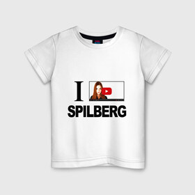 Детская футболка хлопок с принтом Саша Спилберг в Тюмени, 100% хлопок | круглый вырез горловины, полуприлегающий силуэт, длина до линии бедер | i love spilberg | sasha spilberg | видеоблоггер | люблю спилберг | саша спилберг