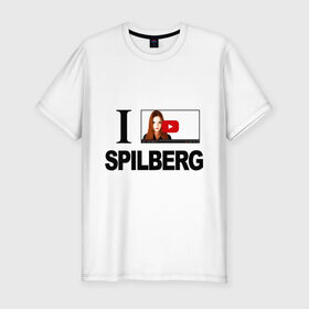 Мужская футболка премиум с принтом Саша Спилберг в Тюмени, 92% хлопок, 8% лайкра | приталенный силуэт, круглый вырез ворота, длина до линии бедра, короткий рукав | i love spilberg | sasha spilberg | видеоблоггер | люблю спилберг | саша спилберг