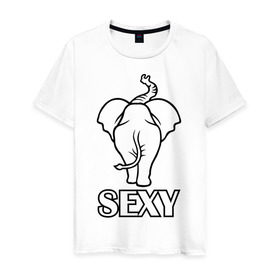 Мужская футболка хлопок с принтом Sexy (секси) в Тюмени, 100% хлопок | прямой крой, круглый вырез горловины, длина до линии бедер, слегка спущенное плечо. | Тематика изображения на принте: животные | прикольные картинки