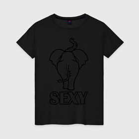 Женская футболка хлопок с принтом Sexy (секси) в Тюмени, 100% хлопок | прямой крой, круглый вырез горловины, длина до линии бедер, слегка спущенное плечо | животные | прикольные картинки