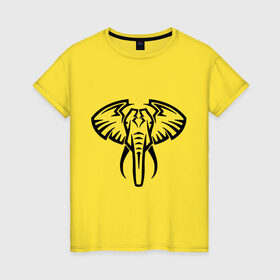 Женская футболка хлопок с принтом Слон тату в Тюмени, 100% хлопок | прямой крой, круглый вырез горловины, длина до линии бедер, слегка спущенное плечо | большой слон | голова слона | животные | прикольные картинки | силуэт слона | слон тату | трайбл