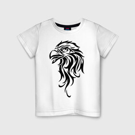 Детская футболка хлопок с принтом Голова орла в Тюмени, 100% хлопок | круглый вырез горловины, полуприлегающий силуэт, длина до линии бедер | голова  птицы | голова орла | гордая | животные | птица | хищная птица