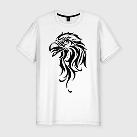 Мужская футболка премиум с принтом Голова орла в Тюмени, 92% хлопок, 8% лайкра | приталенный силуэт, круглый вырез ворота, длина до линии бедра, короткий рукав | голова  птицы | голова орла | гордая | животные | птица | хищная птица