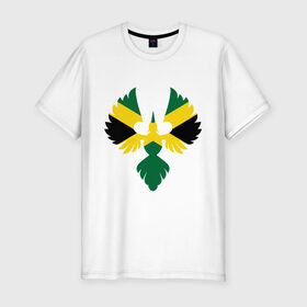 Мужская футболка премиум с принтом Jamaica bird в Тюмени, 92% хлопок, 8% лайкра | приталенный силуэт, круглый вырез ворота, длина до линии бедра, короткий рукав | флаг | ямайка птица