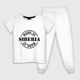 Детская пижама хлопок с принтом Made in Siberia (Сделано в Сибири) в Тюмени, 100% хлопок |  брюки и футболка прямого кроя, без карманов, на брюках мягкая резинка на поясе и по низу штанин
 | made in siberia | регионы россии | сделано в сибири | сибирь