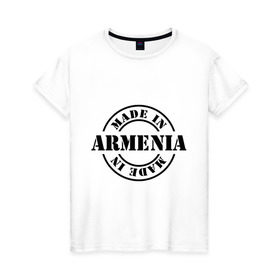 Женская футболка хлопок с принтом Made in Armenia (сделано в Армении) в Тюмени, 100% хлопок | прямой крой, круглый вырез горловины, длина до линии бедер, слегка спущенное плечо | made in armenia | армения | сделано в армении | туристические
