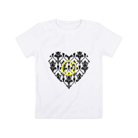 Детская футболка хлопок с принтом Шерлок Сердце и Смайлик в Тюмени, 100% хлопок | круглый вырез горловины, полуприлегающий силуэт, длина до линии бедер | smile | кино | мультфильмы и тв | сердце | шерлок | шерлок сердце smile | шерлок холмс