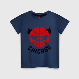 Детская футболка хлопок с принтом Chicago bull в Тюмени, 100% хлопок | круглый вырез горловины, полуприлегающий силуэт, длина до линии бедер | 