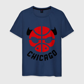 Мужская футболка хлопок с принтом Chicago bull в Тюмени, 100% хлопок | прямой крой, круглый вырез горловины, длина до линии бедер, слегка спущенное плечо. | 