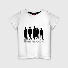 Детская футболка хлопок с принтом Sherlock Band в Тюмени, 100% хлопок | круглый вырез горловины, полуприлегающий силуэт, длина до линии бедер | sherlock band | кино | мультфильмы и тв | шерлок холмс
