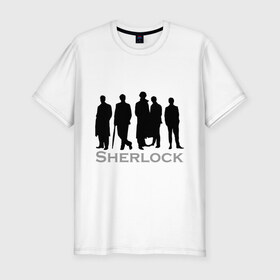 Мужская футболка премиум с принтом Sherlock Band в Тюмени, 92% хлопок, 8% лайкра | приталенный силуэт, круглый вырез ворота, длина до линии бедра, короткий рукав | sherlock band | кино | мультфильмы и тв | шерлок холмс