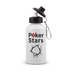 Бутылка спортивная с принтом Poker Stars в Тюмени, металл | емкость — 500 мл, в комплекте две пластиковые крышки и карабин для крепления | pokerstars