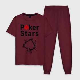 Мужская пижама хлопок с принтом Poker Stars в Тюмени, 100% хлопок | брюки и футболка прямого кроя, без карманов, на брюках мягкая резинка на поясе и по низу штанин
 | pokerstars