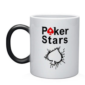 Кружка хамелеон с принтом Poker Stars в Тюмени, керамика | меняет цвет при нагревании, емкость 330 мл | Тематика изображения на принте: pokerstars