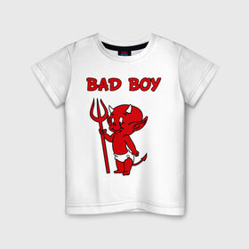 Детская футболка хлопок с принтом bad boy в Тюмени, 100% хлопок | круглый вырез горловины, полуприлегающий силуэт, длина до линии бедер | b boy | bad | boy | парень | прикольные картинки | черт | чертик